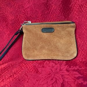 NWOT Fossil Chestnut Brown Suede Wristlet Bag with Strap